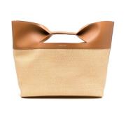 Alexander McQueen Beige Bow Straw-Vävd Toteväska Beige, Dam