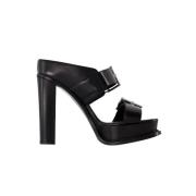 Alexander McQueen Svarta lädersandaler med 10 cm klack Black, Dam