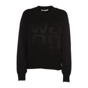 Alexander Wang Svarta Sweaters med Debossed Stacked Logo Black, Dam