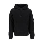 C.p. Company Svart Bomullsfleece Hoodie med Känguruficka Black, Herr