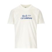 C.p. Company Krämfärgad Bomull Logo T-Shirt för Män White, Herr