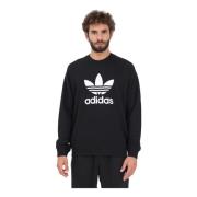 Adidas Originals Svarta Sweaters med Maxi Logo Print Black, Herr