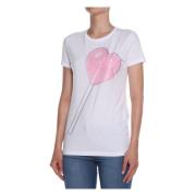 Love Moschino Bomull T-shirt med Grafiskt Tryck White, Dam