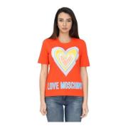 Love Moschino MaxI Logo Hjärta Tryck T-Shirt Orange, Dam