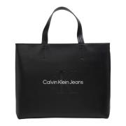 Calvin Klein Jeans Justerbar Axelrem Toteväska Black, Dam