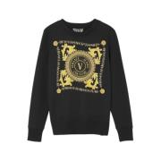 Versace Jeans Couture Lyxig Emblemkedja Sweatshirt Black, Dam