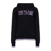 Versace Jeans Couture Broderad logotyp hoodie Black, Dam