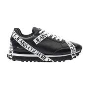 Versace Jeans Couture Svarta Läder Herr Sneakers med Logotyp - Storlek...