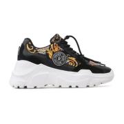 Versace Jeans Couture Barocco Print Läder Dam Sneakers - Storlek 38 Bl...