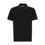 Versace Jeans Couture Svart bomullspolo med graffiti motiv Black, Herr