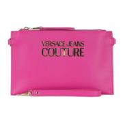 Versace Jeans Couture Logo Front Saffiano Clutch Pink, Dam