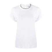 Brunello Cucinelli T-shirt med kontrastkant White, Dam