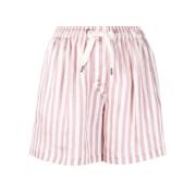 Brunello Cucinelli Randig silkesblandad mini shorts Pink, Dam