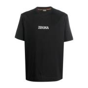 Ermenegildo Zegna Svarta T-shirts Polos för män Aw23 Black, Herr
