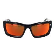 Palm Angels Solglasögon med fyrkantig båge och orangea linser Black, U...