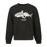 Palm Angels Shark Sweatshirt Black, Herr