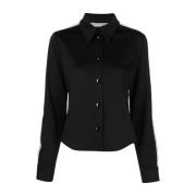 Palm Angels Svart Slim Fit Jersey Skjorta med Randig Detalj Black, Dam