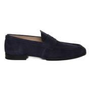 Tod's Blå Mocka Loafers med Flip-Grips och Präglat Monogram Blue, Herr