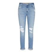 MOS Mosh Scratch Skinny Jeans med Regular Fit och Mid-Rise Midja Blue,...