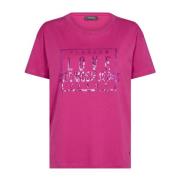 MOS Mosh Paillett T-shirt i Festival Fuchsia Pink, Dam