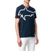 Paul & Shark Blå Bomull Hajtryck T-Shirt Blue, Herr