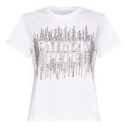 Patrizia Pepe Vita T-shirts och Polos med D MM Logo Strass White, Dam