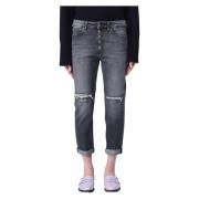 Dondup Koons Cropped Jeans för kvinnor Black, Dam