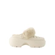 Crocs Stomp Fodrade Slides - Vit White, Dam