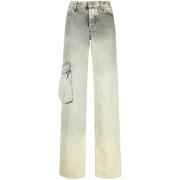 Off White Wide Jeans Green, Dam
