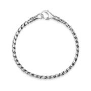 Nialaya Men`s Sterling Silver 3mm Round Chain Bracelet Gray, Herr