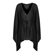 Philipp Plein Lös passform V-ringad Poncho Black, Dam