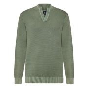 Boggi Milano Mock Neck 12gg i bomull med stickad struktur Green, Herr