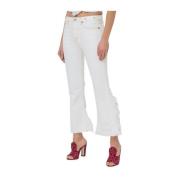 R13 Flared Skinny Jeans med Distressed Effekt White, Dam