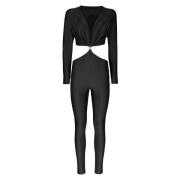 MVP wardrobe Lycra Jumpsuit med Djup Ringning Black, Dam