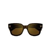 Cartier Brun Sköldpadda Fyrkantiga Solglasögon med Guld Spegel Effekt ...