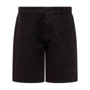Emporio Armani Denim Bermuda Shorts med Jacquard Logo för Män Black, H...