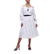 Karl Lagerfeld Midi kjol i sangallo spets White, Dam