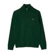 Lacoste Grön Ull Turtlenecktröja med Dragkedja Green, Herr