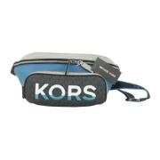 Michael Kors Cooper Large Blue Multi Leather Embroidered Logo Utility ...