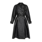 Versace Trenchcoat med krokodileffekt Black, Dam
