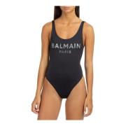 Balmain En-del Kristall Logo Baddräkt Black, Dam