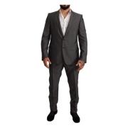 Dolce & Gabbana Grå Metallic Martini Slim Fit Kostym Set Gray, Herr