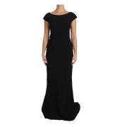 Dolce & Gabbana Svart Stretch Fit Flare Klänning Maxi Black, Dam