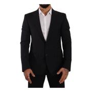 Dolce & Gabbana Svart Slim Fit 2 Knappar Martini Blazer Black, Herr