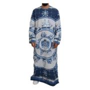 Dolce & Gabbana Blå Majolica Bomulls Cape Thobe Blue, Herr