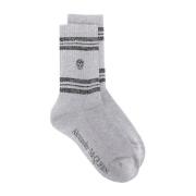 Alexander McQueen Skull Logo Strumpor, Silver/Svart Gray, Dam