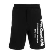 Alexander McQueen Shorts S, Elastisk Midja, Logo Print Black, Herr