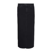 Vero Moda Högmidjat Denimkjol Black, Dam