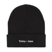 Tommy Jeans Broderad Logo Beanie - Svart Black, Dam