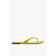Tory Burch Läder flip-flops Yellow, Dam
